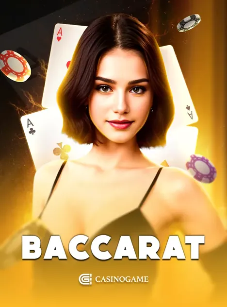 ปกเกมคาสิโนสด Baccarat ปกบาคาร่าหญิงสาวผมดำ โทนทอง