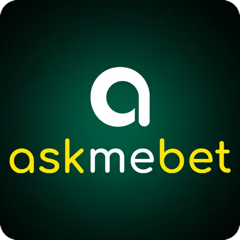 โลโก้ askmebet โลโก้ตัวอักษรสีเหลืองเขียวบนพื้นดำ