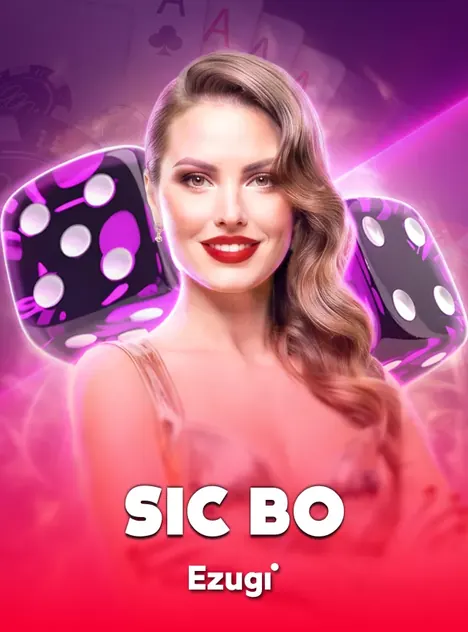ปกเกมคาสิโนสด Sic Bo ปกเกมไฮโลหญิงสาวกับลูกเต๋า โทนม่วงชมพู