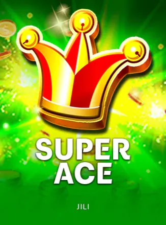 ปกเกม Super Ace ปกเกมตัวตลกไพ่สีทองบนพื้นเขียว