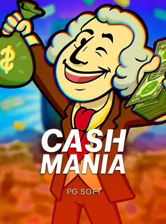 ปกเกม Cash Mania ปกเกมชายแก่ถือถุงเงินพื้นการ์ตูน