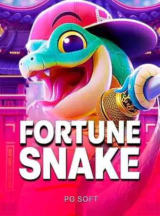 ปกเกม Fortune Snake เกมเด่นที่หยิบมาแนะนำ ปกเกมงูโทนฟ้าชมพูกับตัวอักษรสีทอง